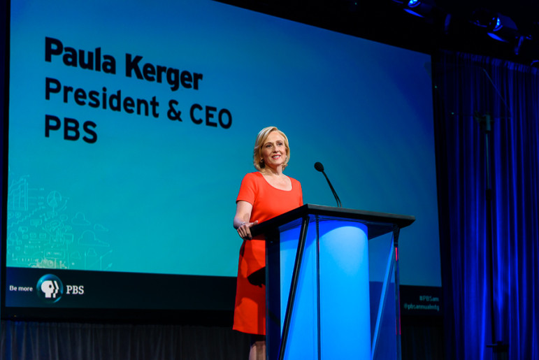 PBS President Paula Kerger delivers her keynote address Tuesday at the PBS Annual Meeting in Austin, Texas. (Photo: John Pesina, PBS)