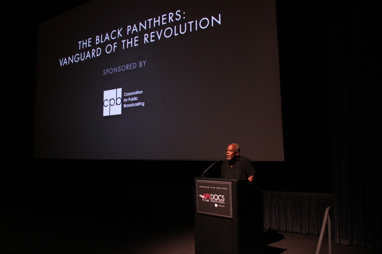 Stanley Nelson welcomes an AFI Docs audience to a screening of his latest film, The Black Panthers: Vanguard of the Revolution.(Photo: AFI)