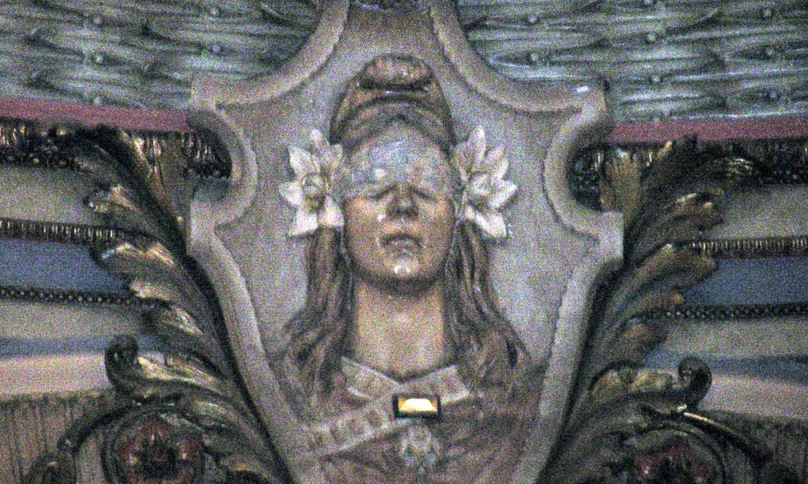 Blind Justice, stone relief sculpture on Mississippi State Capitol building