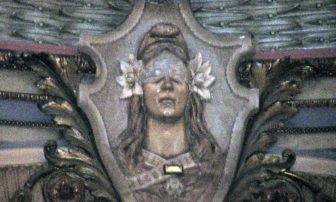 Blind Justice, stone relief sculpture on Mississippi State Capitol building