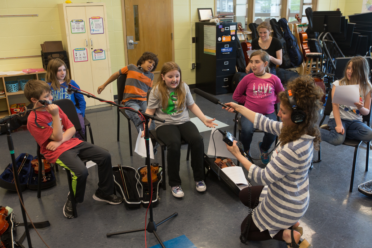 Soltau records students' responses to her music.