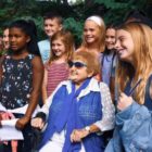 Eva Kor and students at a screening of "Eva: A-7063" Sept. 17