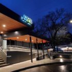 The renovated OPB building at night