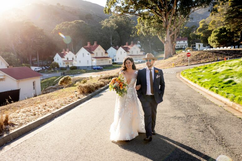 Elaine and Stuart Sevier, co-founders of the Independent Media Initiative, right after getting married in October 2021 at Fort Baker in Sausalito, Calif. 