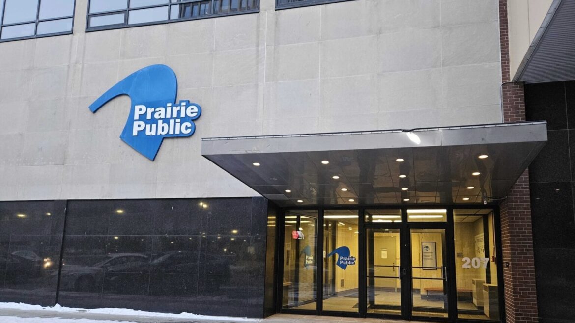 A photo of the exterior of Prairie Public Broadcasting’s offices in downtown Fargo.