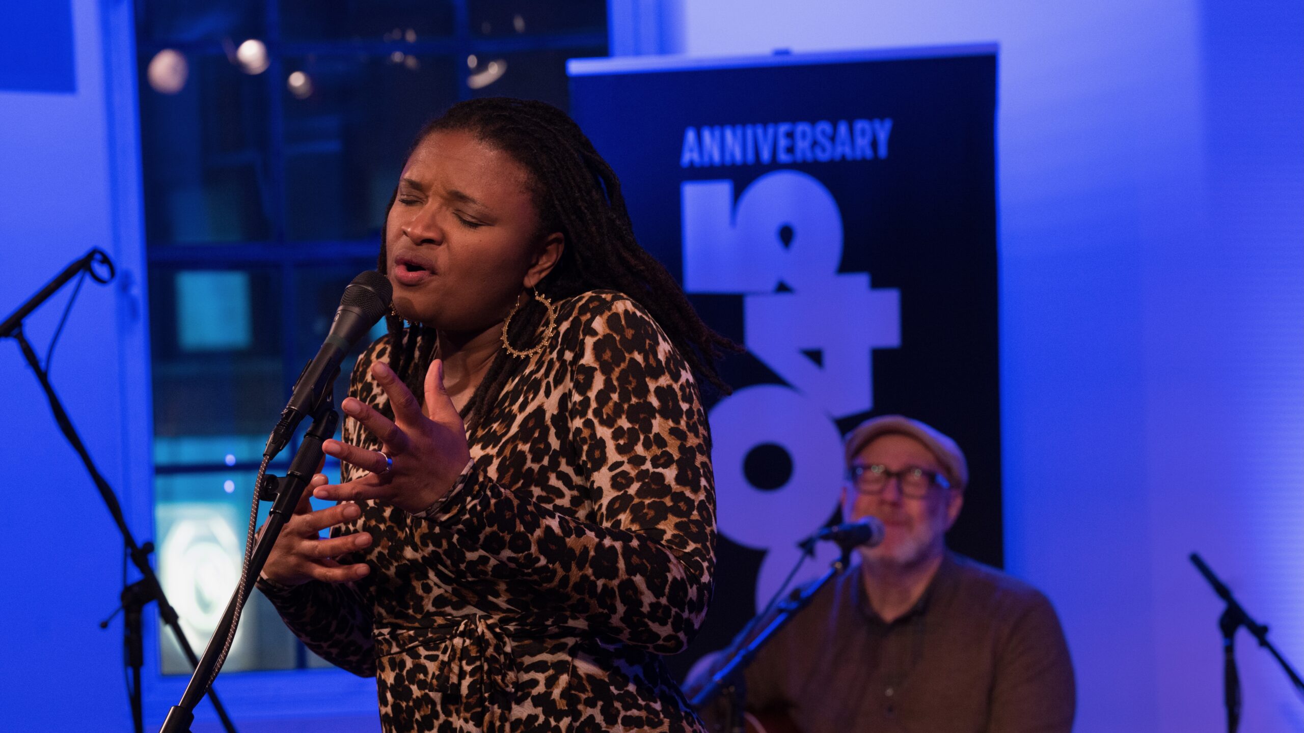 Lizz Wright performs at a WBGO event at Yamaha Music Services.