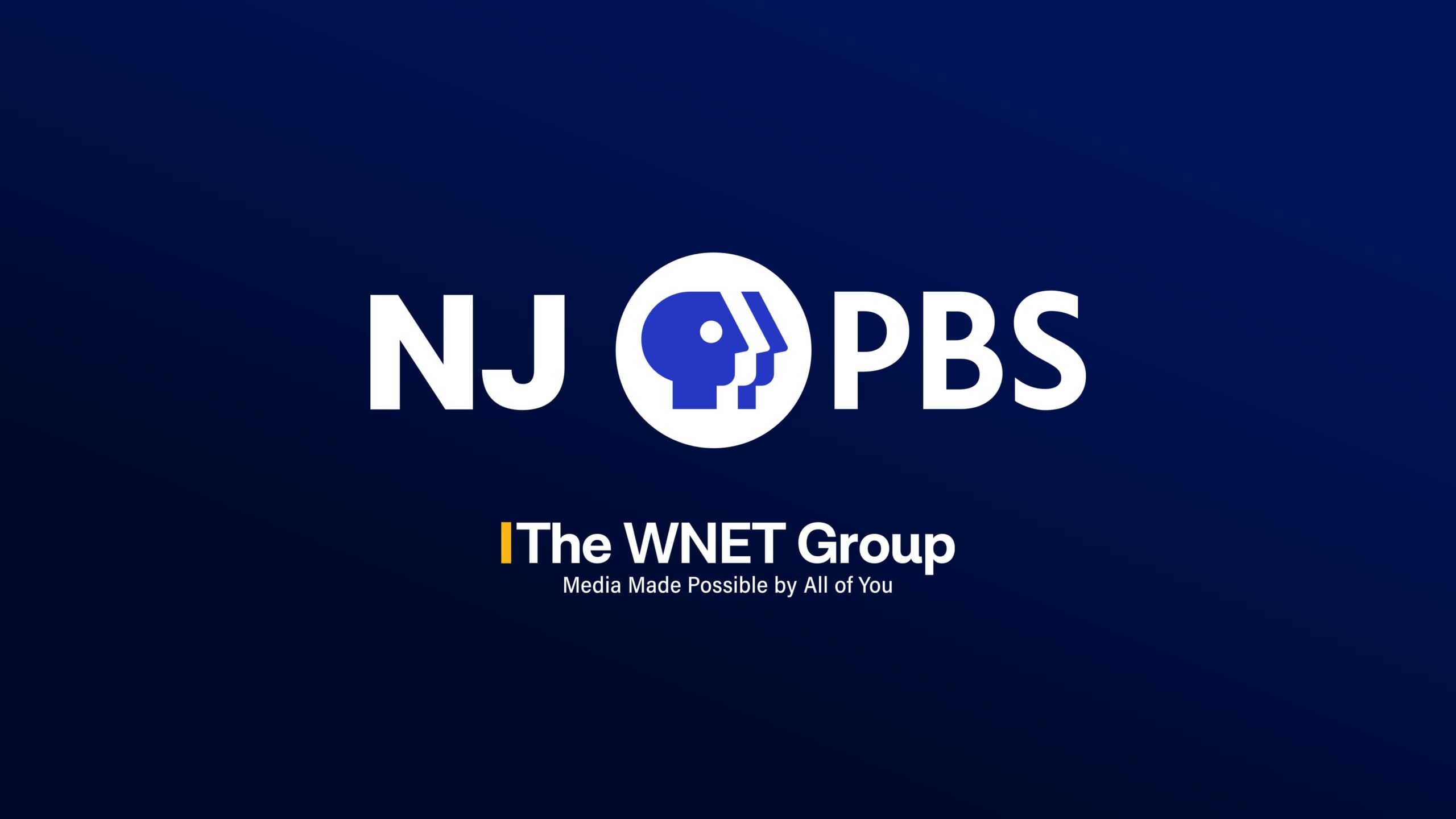 NJ PBS' logo displayed on a blue background with the markings for the WNET Group below it.