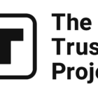 Logo of The Trust Project, featuring a bold, black capital ‘T’ inside a rounded square, followed by the words ‘The Trust Project’ in black, bold font on a white background.