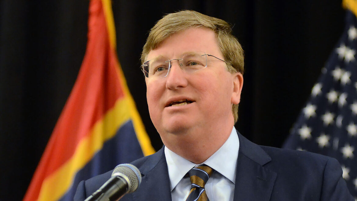 Mississippi Gov. Tate Reeves speaks to supporters of U.S. Senator Roger Wicker on Nov. 5, 2024.