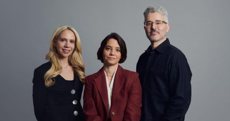 Rachel Abrams, Natalie Kiroeff and Michael Barbaro, co-hosts of the New York Times' "The Daily"