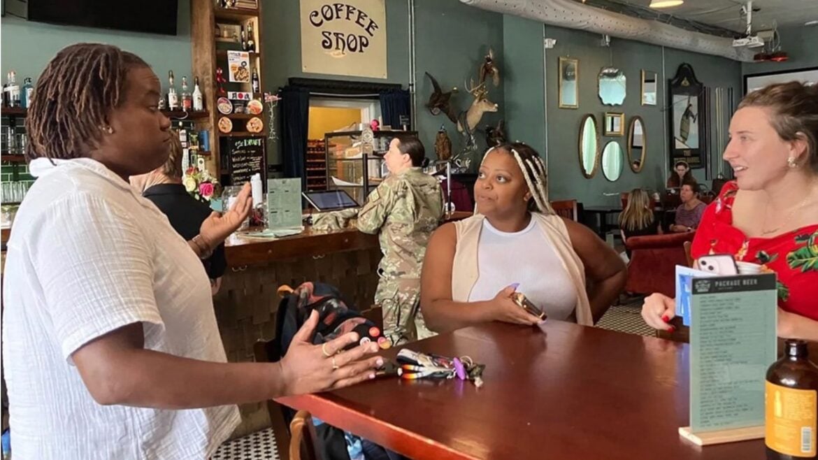 As part of their engagement with and reporting on the new 2nd Congressional District, Gulf States Newsroom Community Engagement Reporter Maya Miller talks with patrons of Hilltop Public House in Montgomery, Ala.