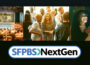 Three images, including a theater with people watching a presenter, a group of people talking and a woman surrounded by holographic images, are underscored by text reading "SFPBS NexGen"