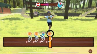 DJ, the main character in“Powwow Bound,” practices her dance steps in the Woodland Bowl
