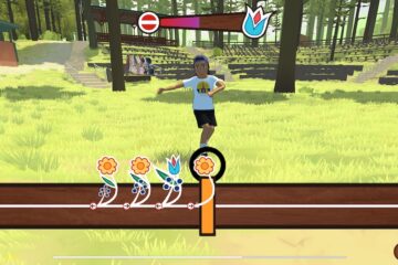DJ, the main character in“Powwow Bound,” practices her dance steps in the Woodland Bowl