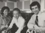 Black-and-white photo of Janet Dewart, Donna Limerick and Frank Tavares in a studio, surrounded by audio equipment.