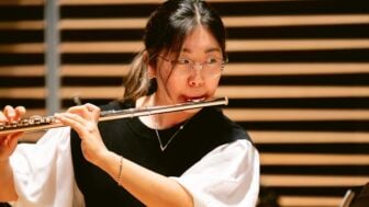 Musician Olivia Park plays the flute for a recent episode of “From the Top.”