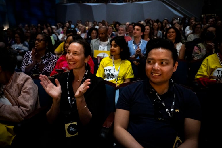 Audiences seated as they watch an event at last year's WBUR festival