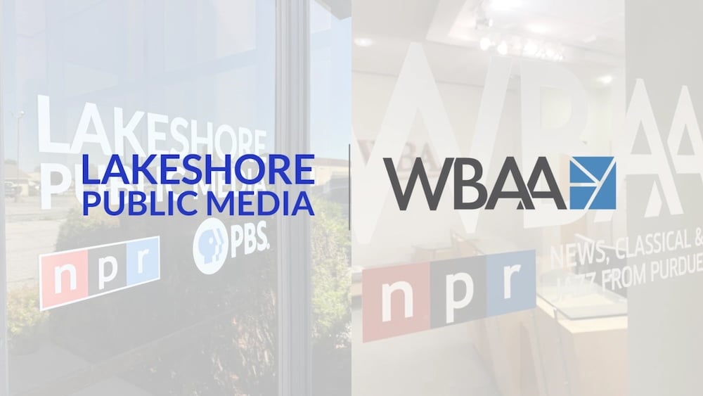 Image with the logos of Lakeshore Public Media on the left and WBAA on the right