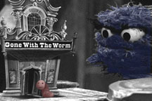Oscar the Grouch and his worm in "Gone with the Worm"
