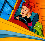 Ms. Frizzle at the wheel