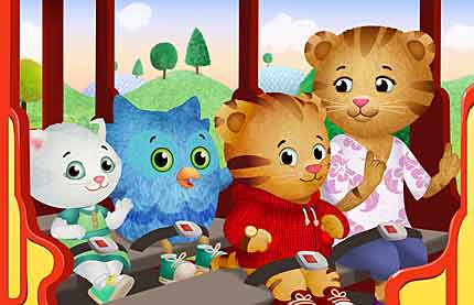 Daniel Tiger and friends on the Trolley