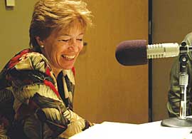 Cindy Browne on the air at Iowa Public Radio